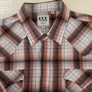 Ely Cattleman Men's Tan and Black Plaid Shirt NWT